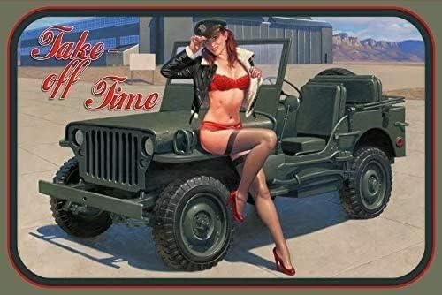 Vintage Fashion Posters - Vintage Metal Tin Sign Pinup Girl