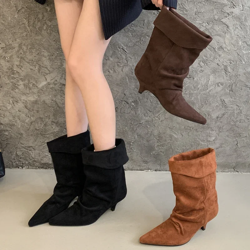 Vintage Fashion De - Aneikeh Winter Pointed Toe Thin Low