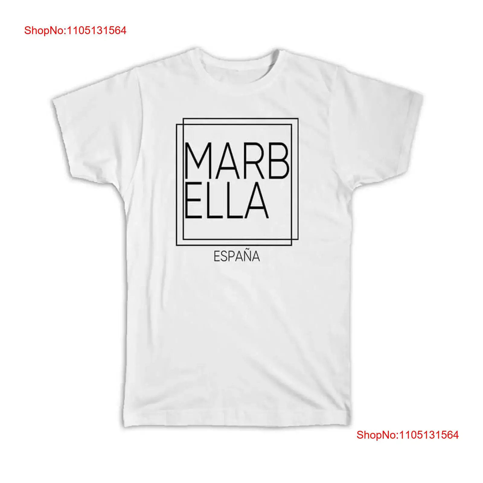 Vintage Fashion Font - T Shirt MARBELLA Spain Square Modern