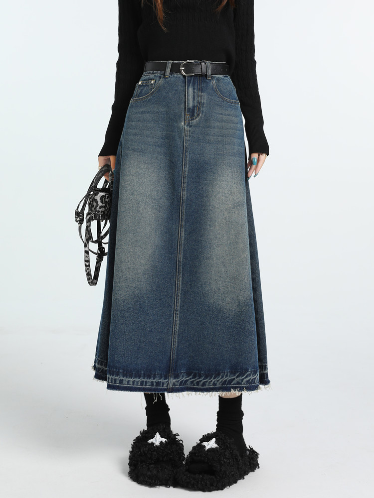 Denim Skirt Midi Vintage - High Waist Vintage A-line Jeans Skirts