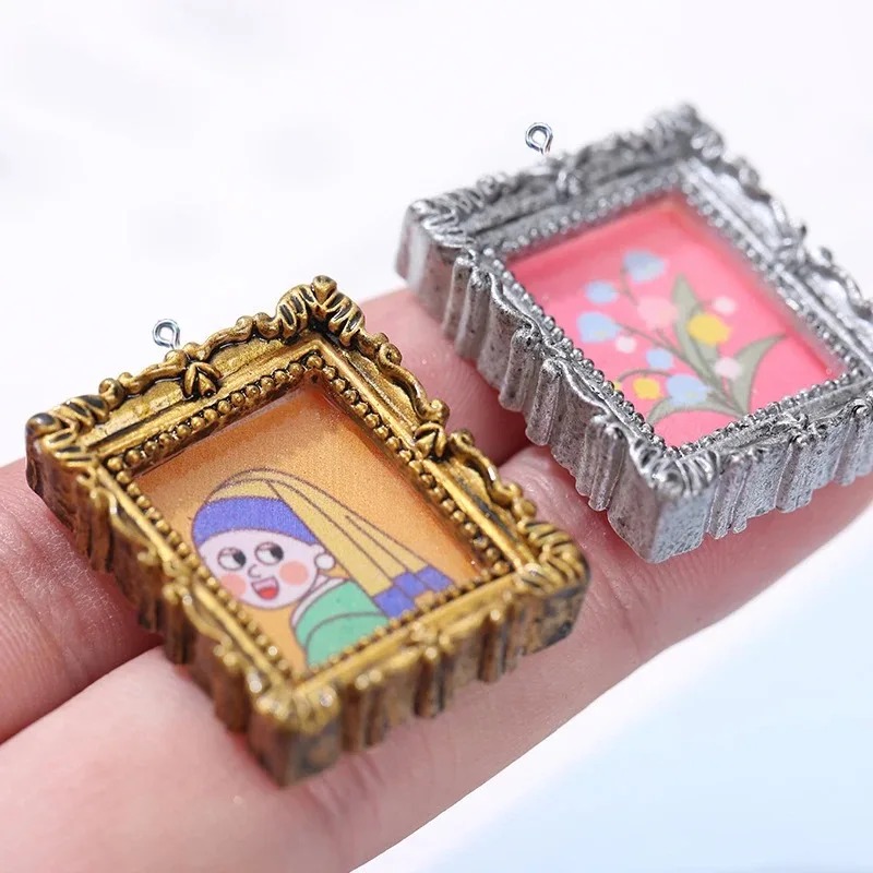 Vintage Fashion Earrings - 10Pcs Flatback Cabochon Vintage Resin Photo