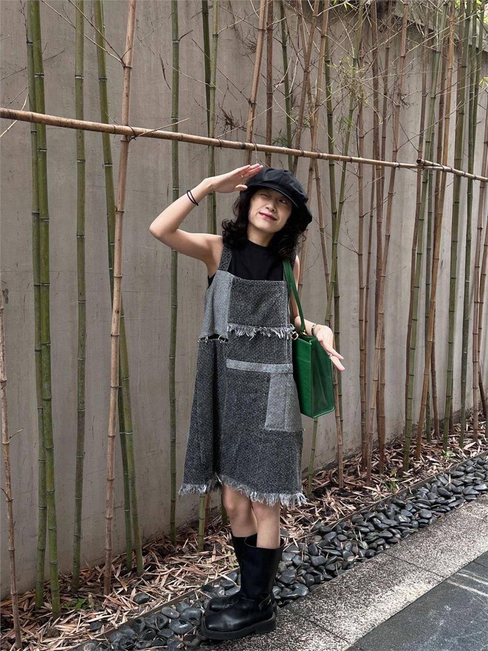 Denim Skirt Midi Vintage - Summer Desert Style Short Sleeve Denim