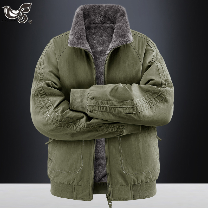 Men Parkas Thick Warm Reversib - Varsity Jacket Wool ulasan dan harga