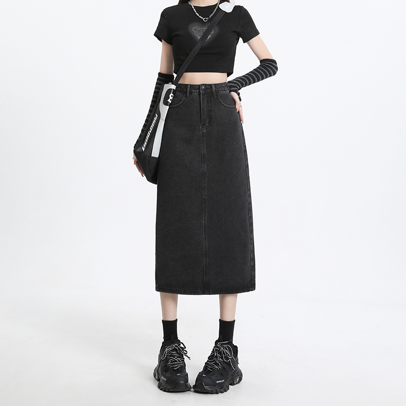 FINEWORDS Vintage Pink Denim L - Denim Skirt Midi Vintage ulasan dan harga