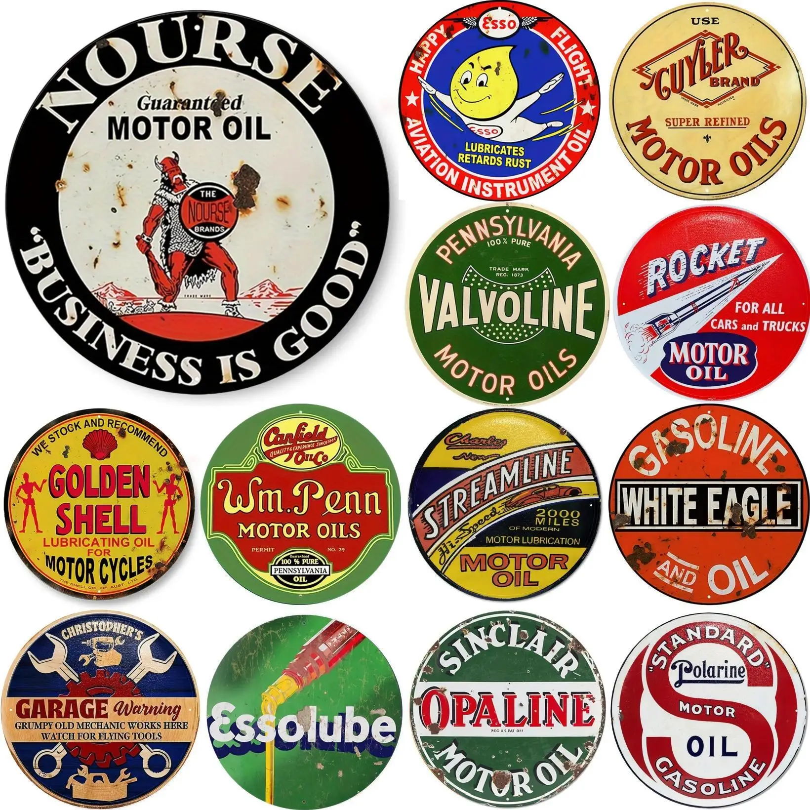Vintage Motor Oil Sign Round M - Vintage Fashion Posters ulasan dan harga