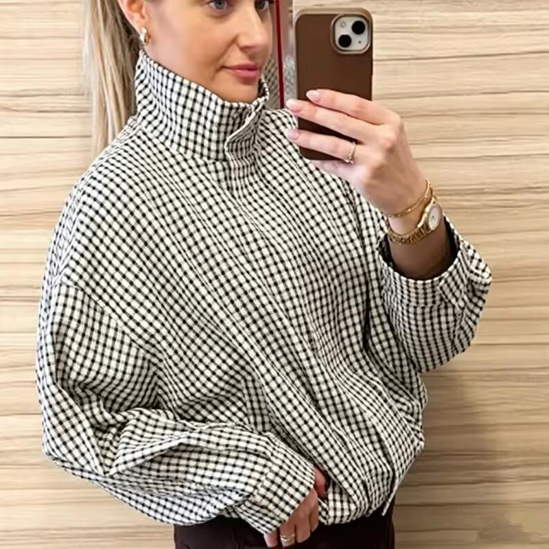 Plaid Bomber Jacket Women Demi - Varsity Jacket Wool ulasan dan harga