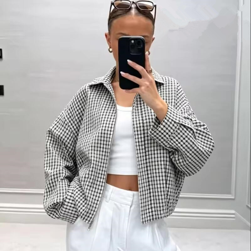 Plaid Bomber Jacket Women Demi - Varsity Jacket Wool ulasan dan harga