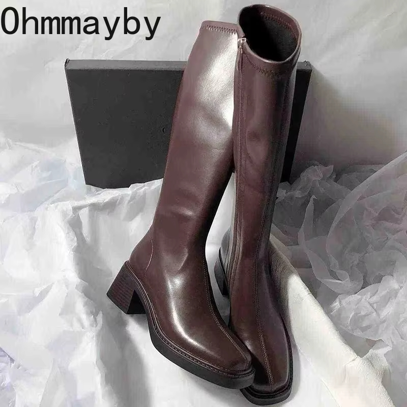 Vintage Thick Heel Women Knee  - Vintage Fashion De ulasan dan harga