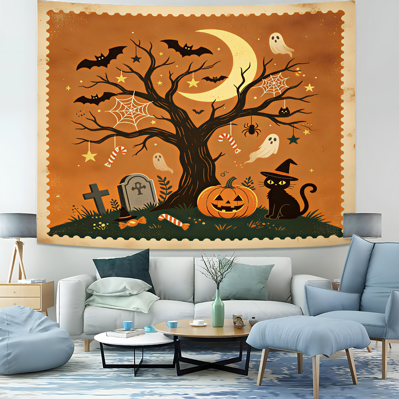 Vintage Halloween Print Tapest - Vintage Fashion Prints For Wall ulasan dan harga