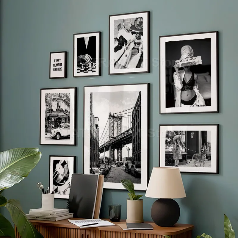 Black and White Vintage Wall A - Vintage Fashion Prints For Wall ulasan dan harga