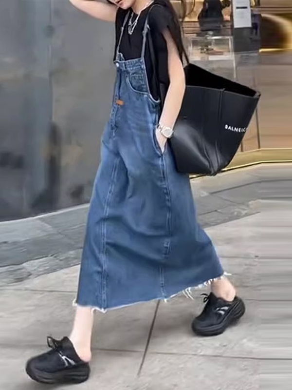 Vintage American Denim Overall - Denim Skirt Midi Vintage ulasan dan harga