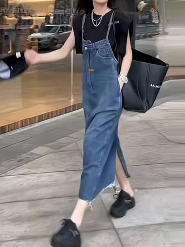 Vintage American Denim Overall - Denim Skirt Midi Vintage ulasan dan harga