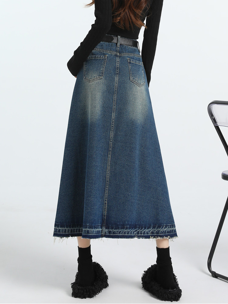 High Waist Vintage A-line Jean - Denim Skirt Midi Vintage ulasan dan harga