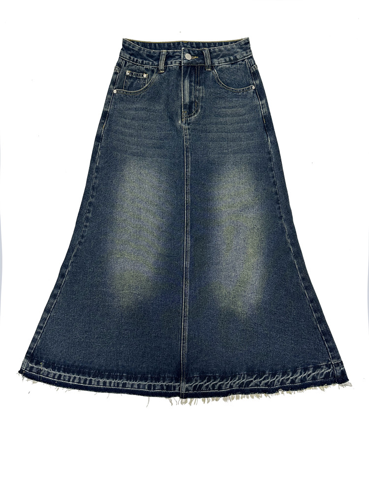High Waist Vintage A-line Jean - Denim Skirt Midi Vintage ulasan dan harga