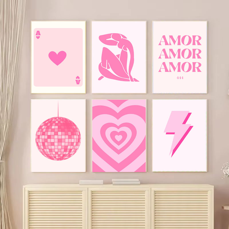 1pc Canvas painting  Pink Mati - Vintage Fashion Prints For Wall ulasan dan harga