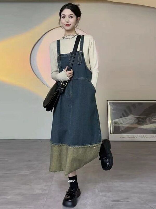 Vintage Denim Halter Dress Wom - Denim Skirt Midi Vintage ulasan dan harga