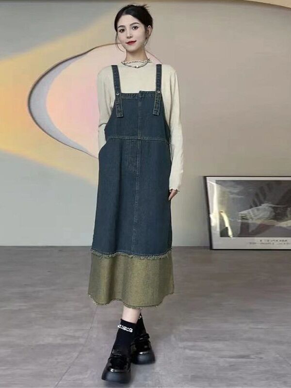 Vintage Denim Halter Dress Wom - Denim Skirt Midi Vintage ulasan dan harga