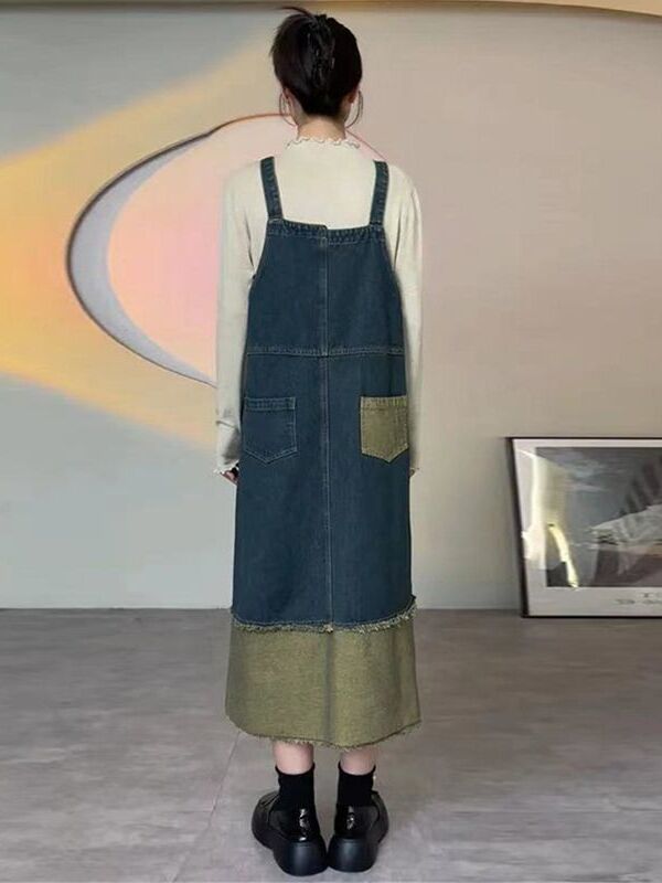 Vintage Denim Halter Dress Wom - Denim Skirt Midi Vintage ulasan dan harga