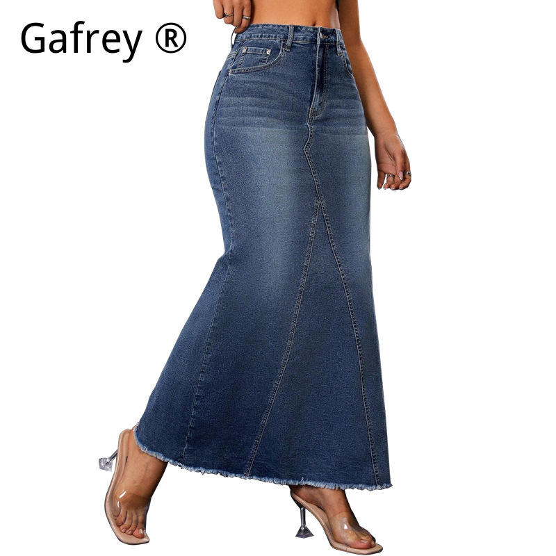 Women Denim Midi Skirt High Wa - Denim Skirt Midi Vintage ulasan dan harga