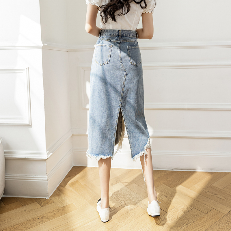 Vintage S-5XL Split Pearl Bead - Denim Skirt Midi Vintage ulasan dan harga