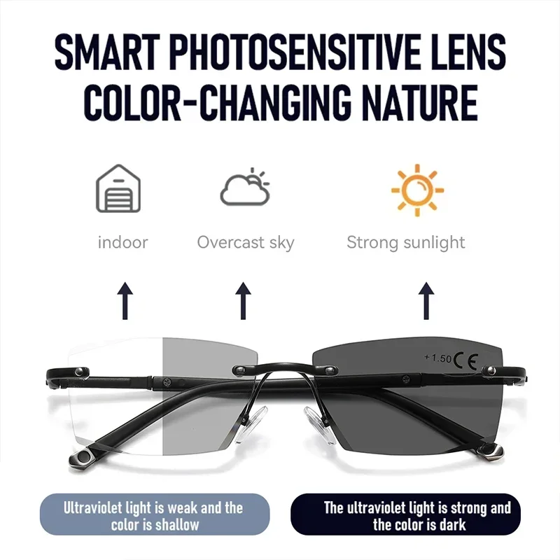 Rimless Photochromic Reading G - Vintage Fashion Definition ulasan dan harga