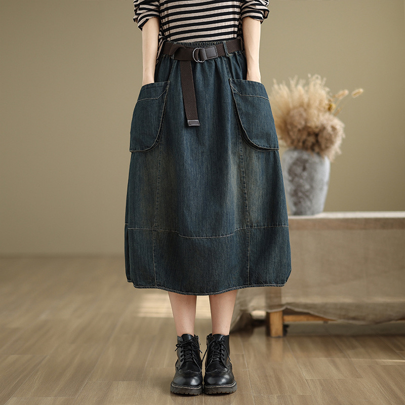 Large Size Denim Skirt With Be - Denim Skirt Midi Vintage ulasan dan harga