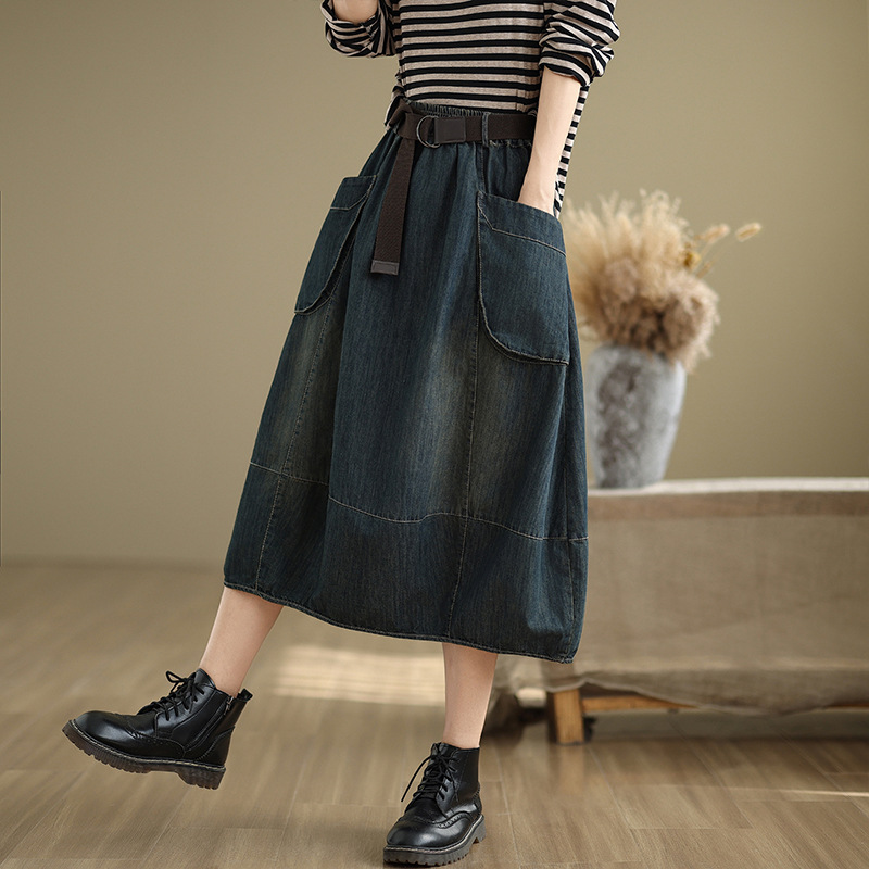 Large Size Denim Skirt With Be - Denim Skirt Midi Vintage ulasan dan harga