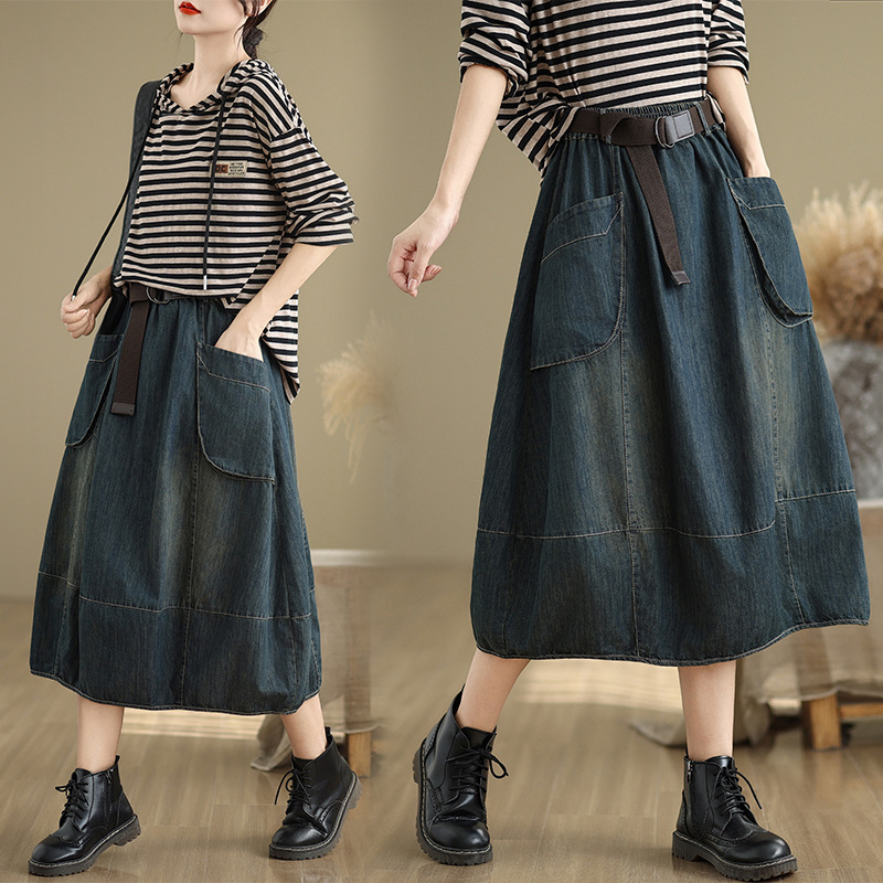 Large Size Denim Skirt With Be - Denim Skirt Midi Vintage ulasan dan harga