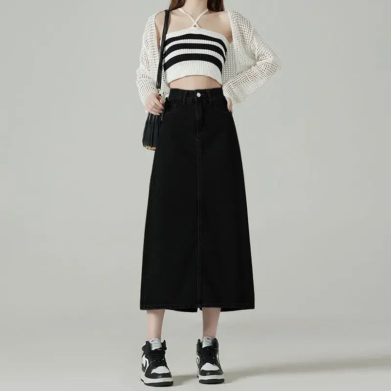 Denim Skirts Women Midi Back-s - Denim Skirt Midi Vintage ulasan dan harga