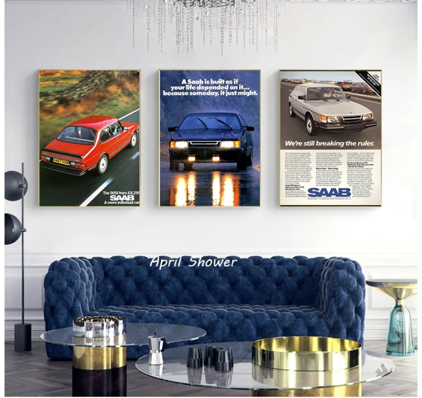 Classic Vintage Saab 900 Turbo - Vintage Fashion Prints For Wall ulasan dan harga
