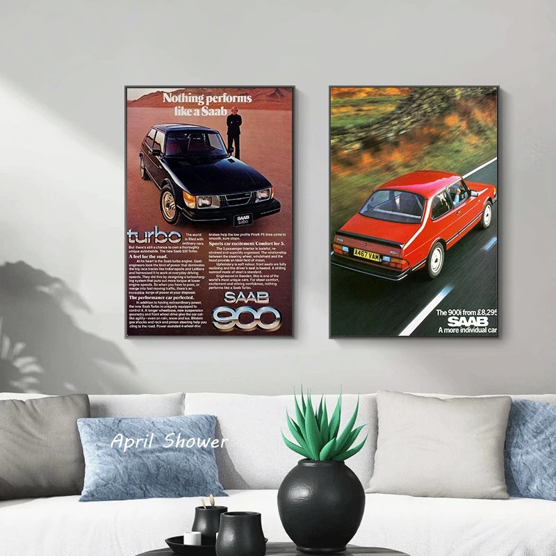 Classic Vintage Saab 900 Turbo - Vintage Fashion Prints For Wall ulasan dan harga