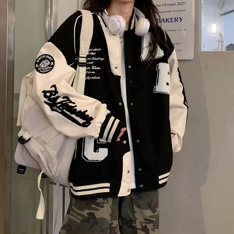 Y2k Lamb Wool Bomber Jacket Fe - Varsity Jacket Wool ulasan dan harga