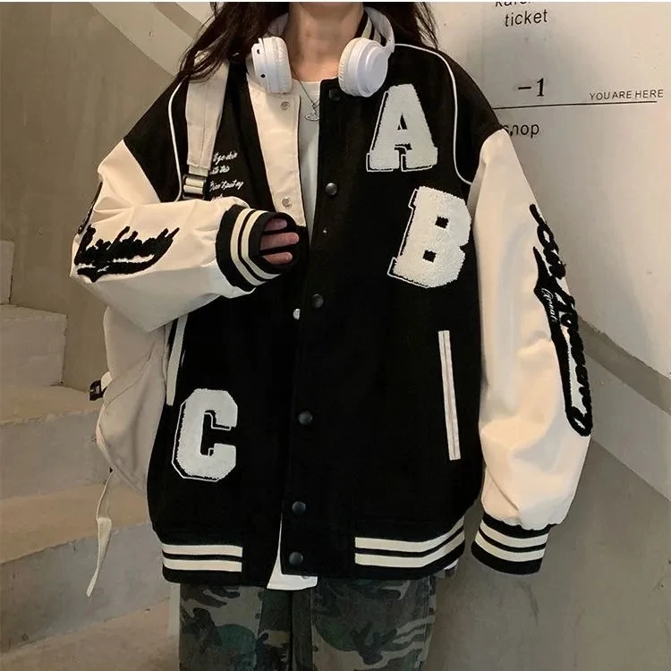 Y2k Lamb Wool Bomber Jacket Fe - Varsity Jacket Wool ulasan dan harga