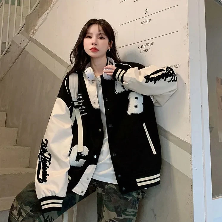 Y2k Lamb Wool Bomber Jacket Fe - Varsity Jacket Wool ulasan dan harga