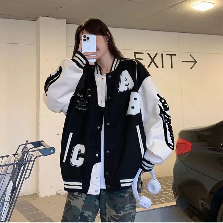 Y2k Lamb Wool Bomber Jacket Fe - Varsity Jacket Wool ulasan dan harga