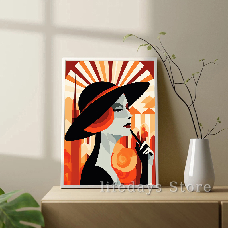 Vintage Art Deco Women Portrai - Vintage Fashion Prints For Wall ulasan dan harga