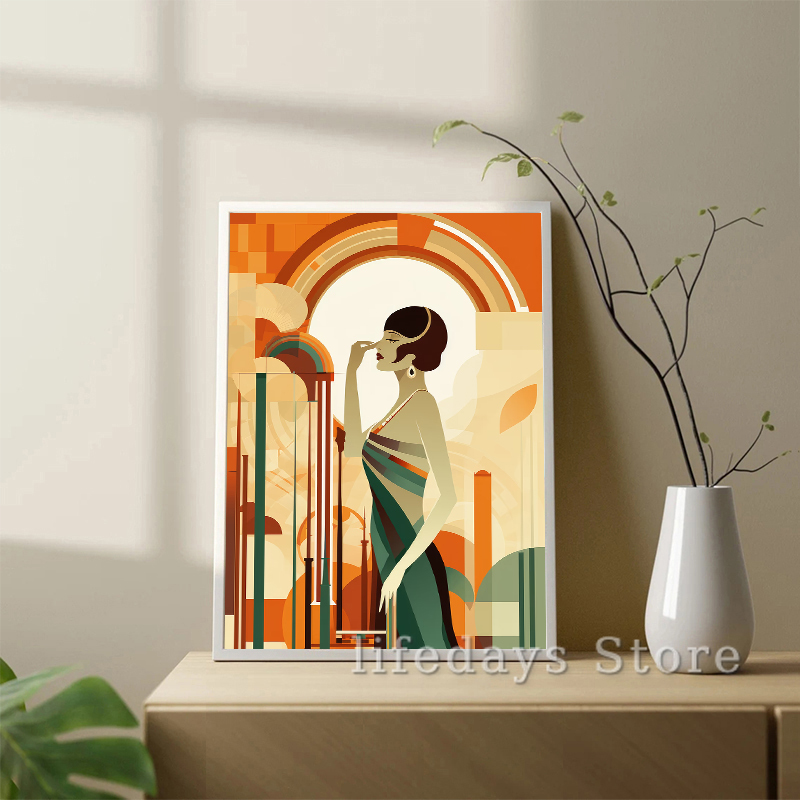 Vintage Art Deco Women Portrai - Vintage Fashion Prints For Wall ulasan dan harga