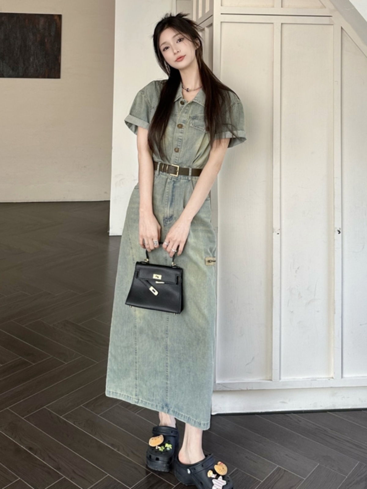 plus Size Vintage American Sle - Denim Skirt Midi Vintage ulasan dan harga