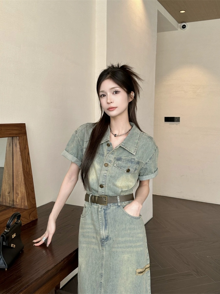 plus Size Vintage American Sle - Denim Skirt Midi Vintage ulasan dan harga