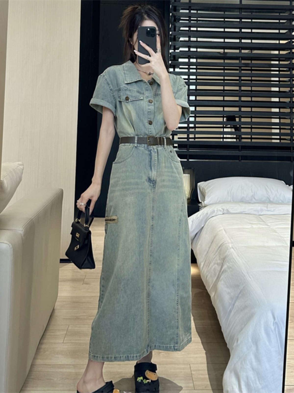 plus Size Vintage American Sle - Denim Skirt Midi Vintage ulasan dan harga