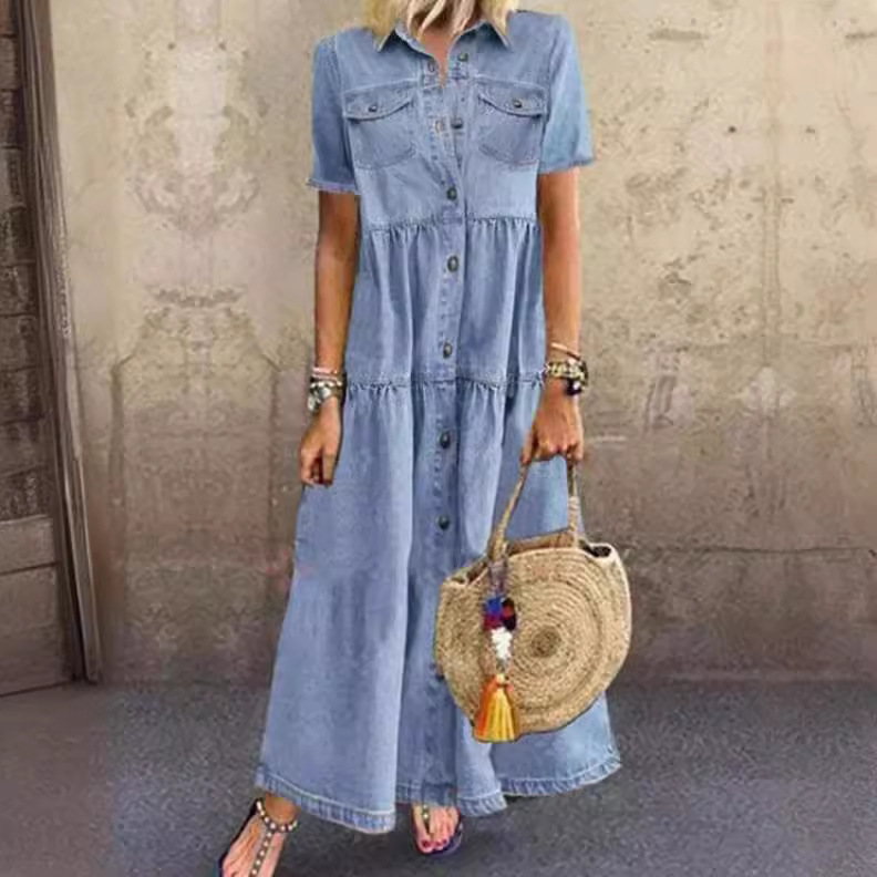 Vintage Style Long Multi-Buckl - Denim Skirt Midi Vintage ulasan dan harga