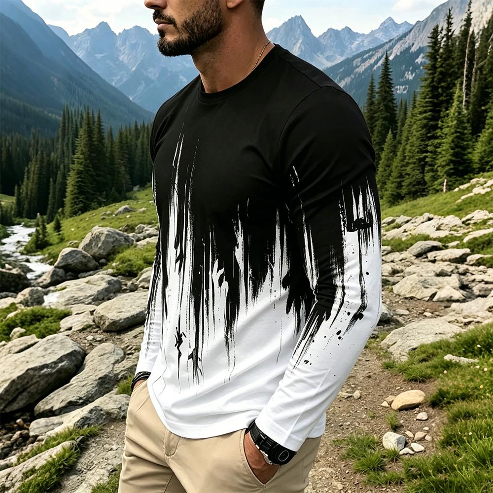 Men's Gradient Ink Splash Long - Vintage Fashion Streetwear ulasan dan harga