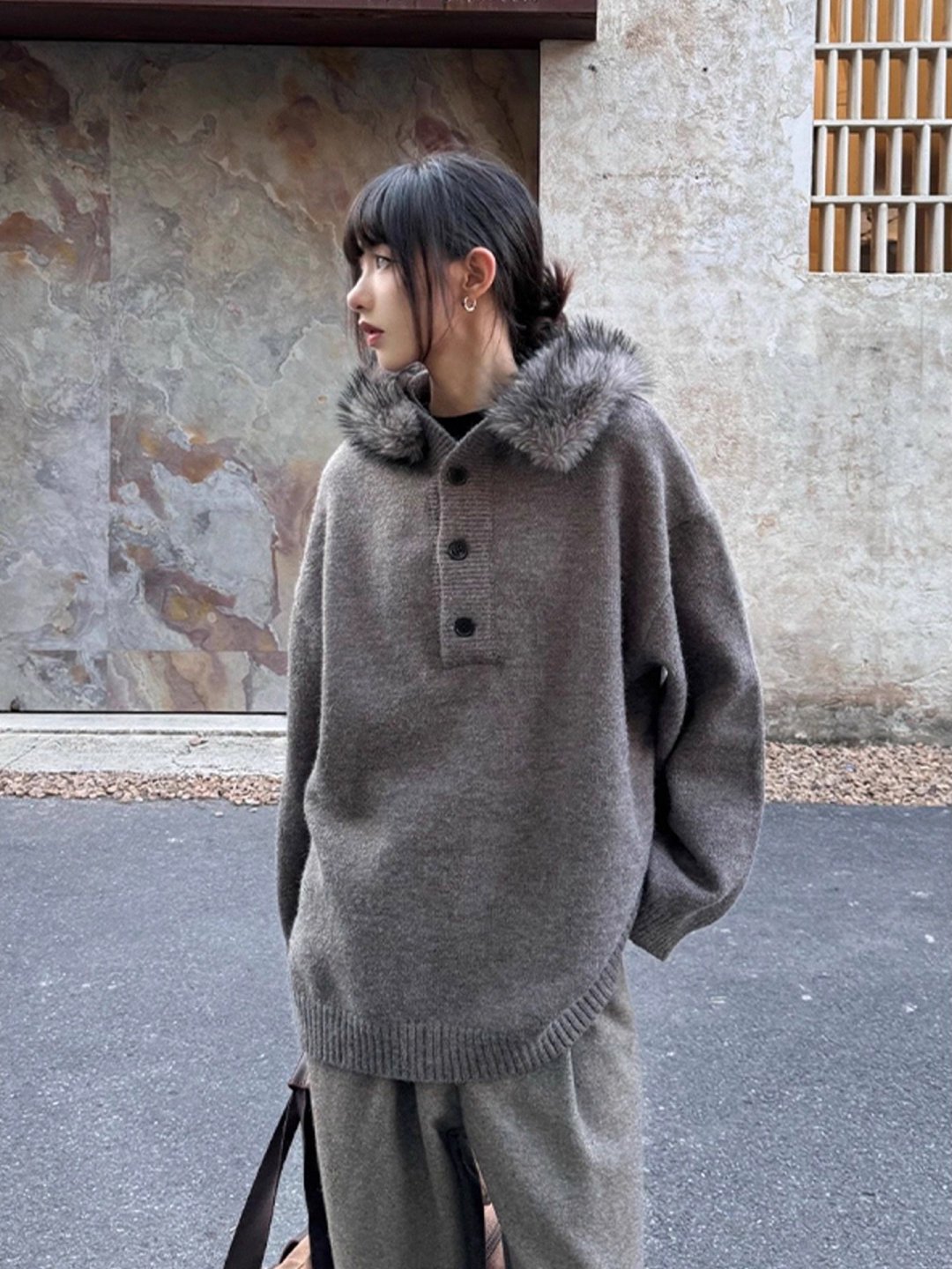 Fur Collar Brown Jackets Mens  - Varsity Jacket Wool ulasan dan harga